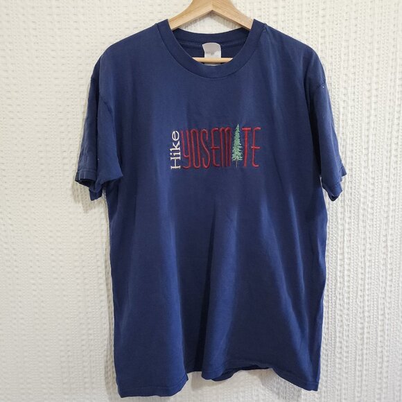 Vintage Yosemite Hike Embroidered Crewneck Shirt Navy Blue Size X-Large - Picture 1 of 10